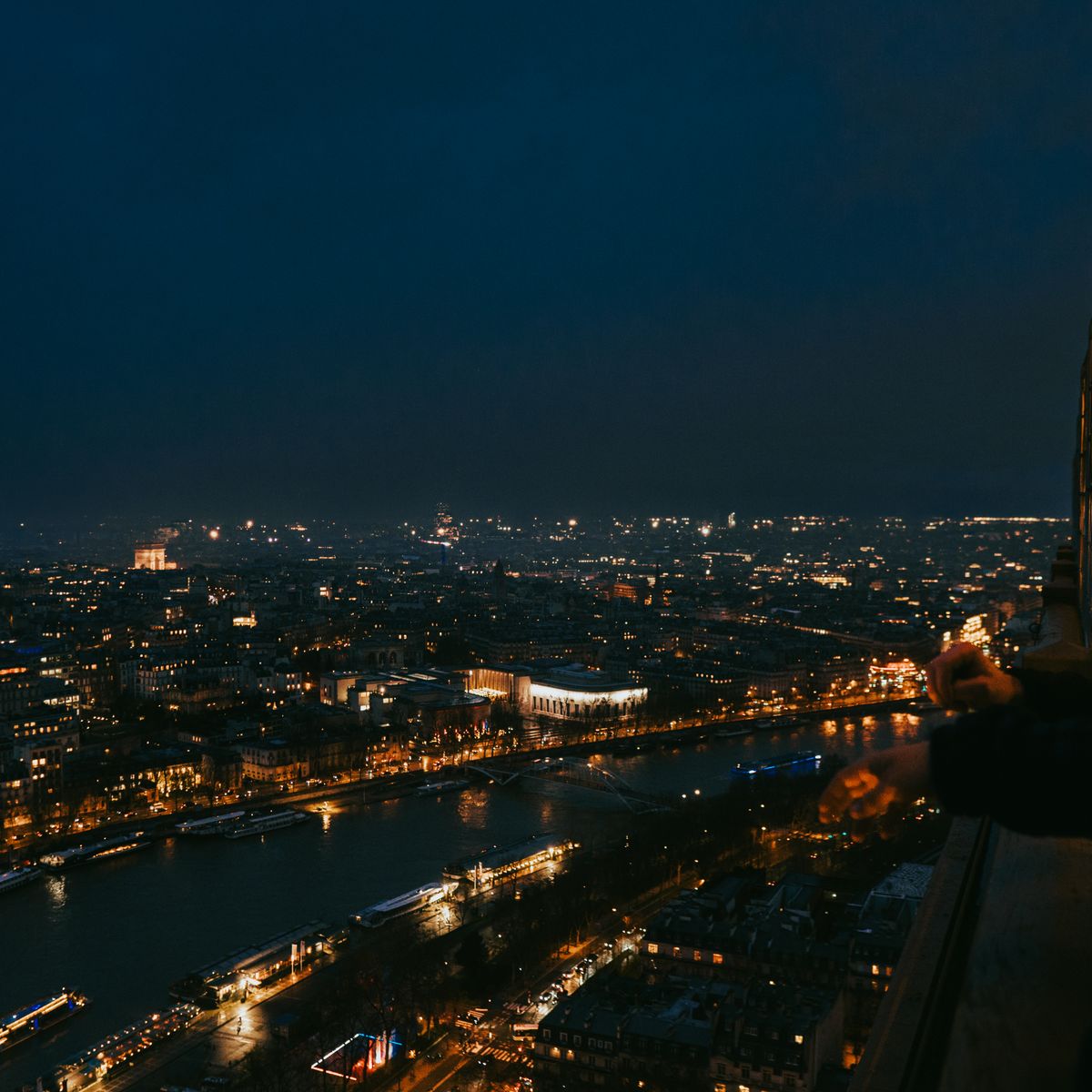Stunning night view of Paris from the Eiffel Tower