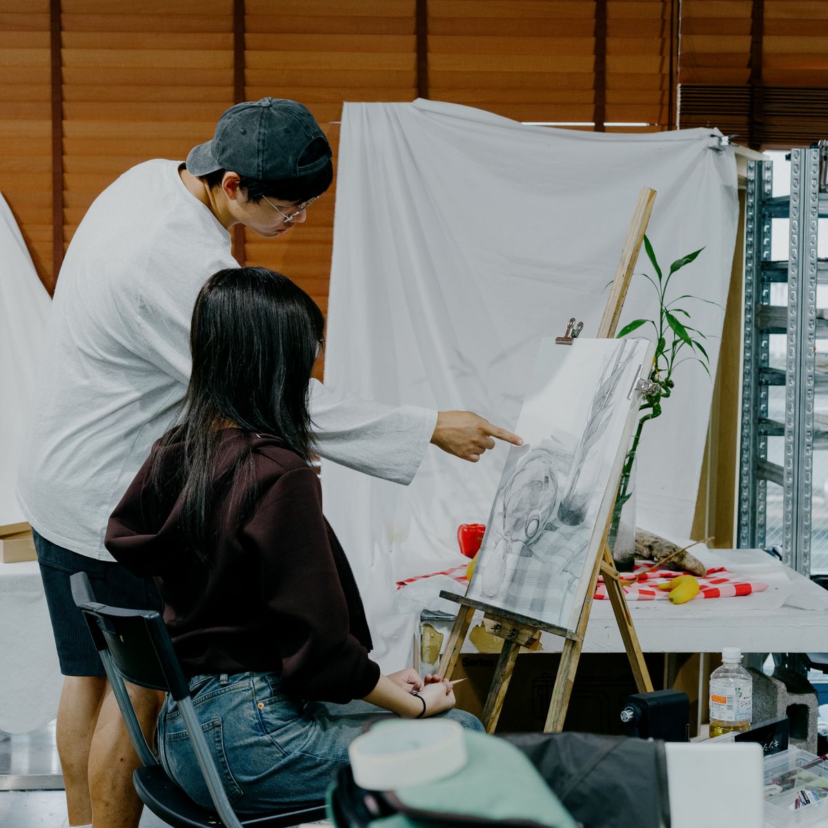 Art students sketching in a Tokyo studio