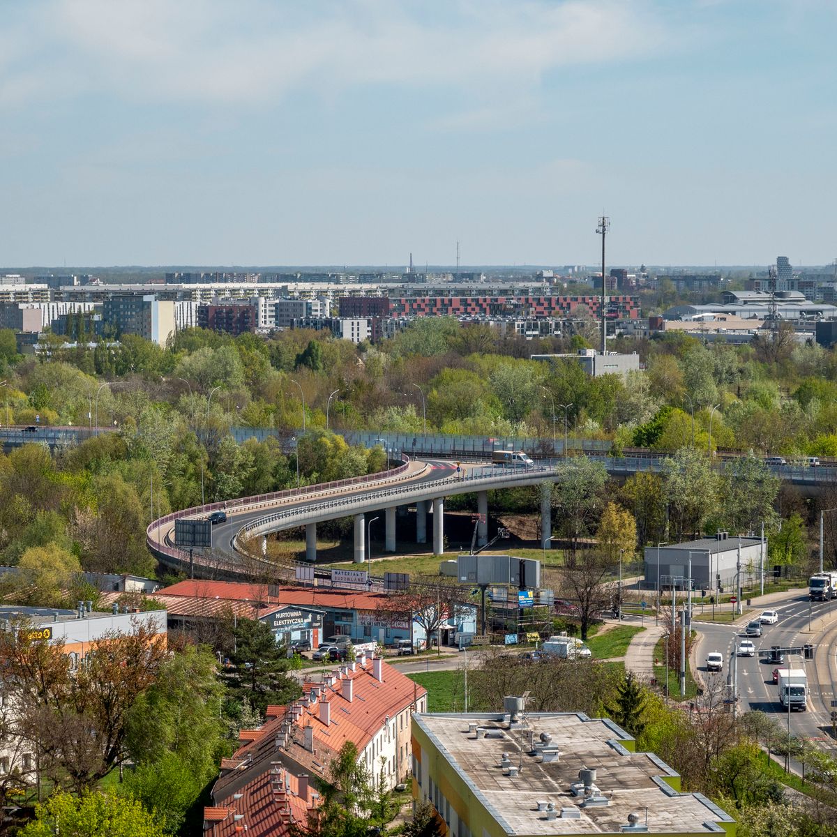 Aerial view of the Wrocław cityscape