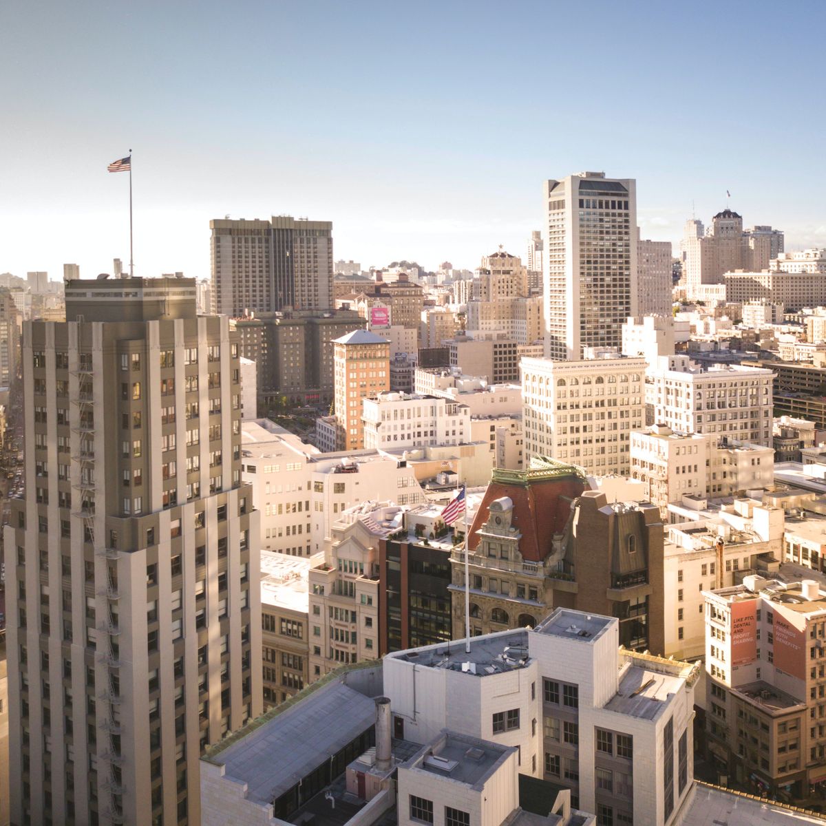 Sunny skyline of downtown San Francisco
